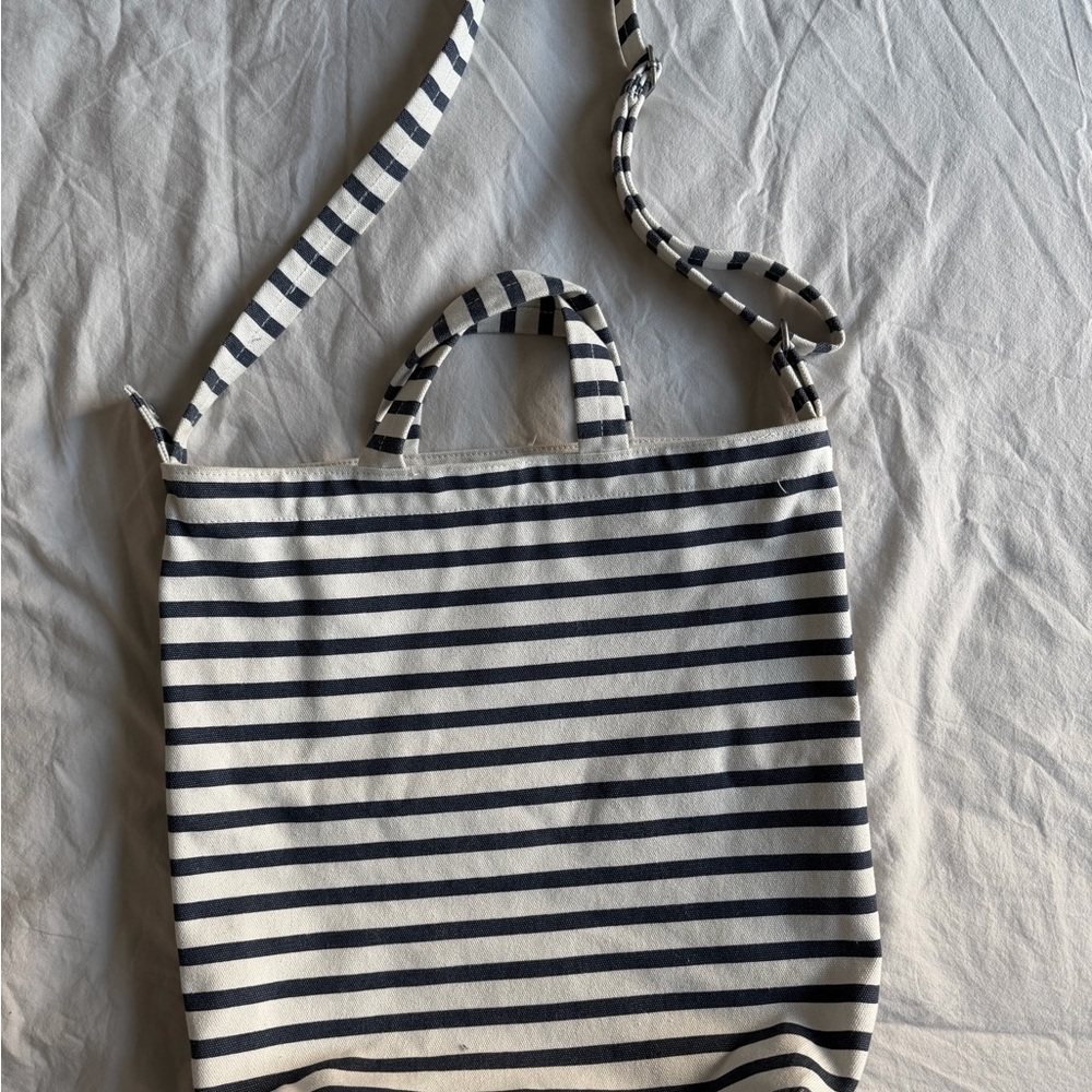 Baggu Navy Striped Canvas Tote Bag